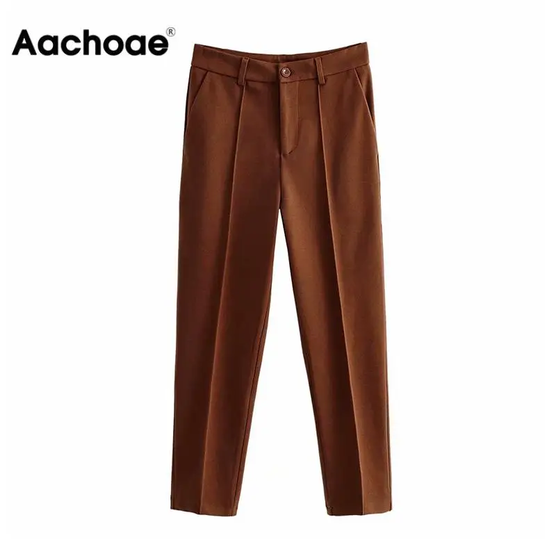 Women Casual Solid Pencil Pants Pleated Long Length Fashion Bottoms Lady Baggy Pure Elegant Trousers Female Pantalones Mujer