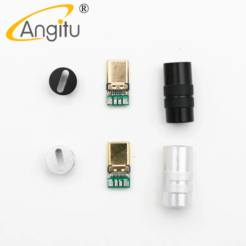 Gold-Plated Type-C Metal Connector Shell for Android Charging Adapter - Silver & Black Metal Plug for DIY Keyboard Cable Description Image.This Product Can Be Found With The Tag Names Computer Cables Connecting, Computer Peripherals, Connetor shell, PC Hardware Cables Adapters