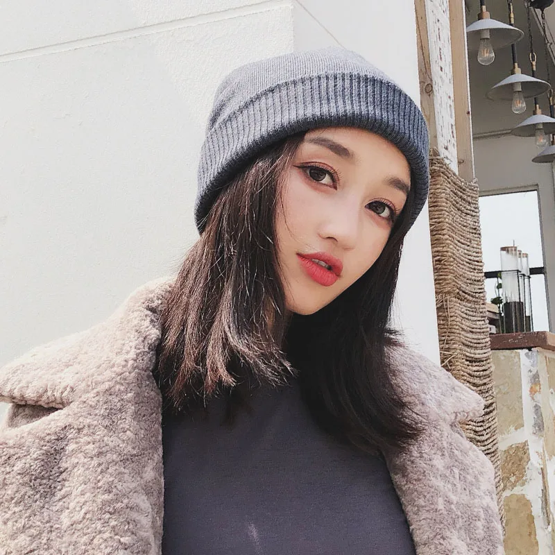 Зимняя женская кашемировая шапка вязаная Gorros модная Корейская теплая мягкая женская повседневная одноцветные бейсболки зимняя женская шапка бини белая - Цвет: Color 4