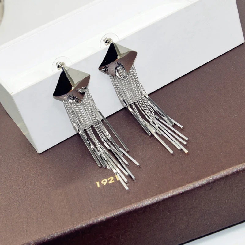 1 пара модные длинные золотые большие серьги для женщин квадратные сексуальные Винтажные Ювелирные изделия с кисточками Pendientes букле D'oreille