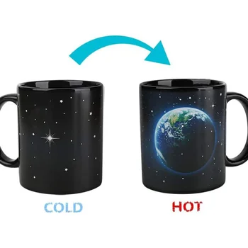 

1Pc Color Changing Mug Fashion Starry Earth Pattern Design Is Heat Sensitive To The Mark Discoloration Cup(330ML)
