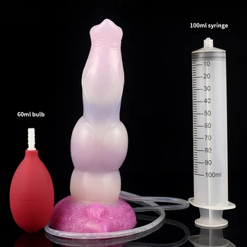 YOCY Huge Knot Dildo Wolf  Squirting Function Sex Toy For Men Fake Animal Penis Ejaculating Masturbator Spray Water Adult Masage 4