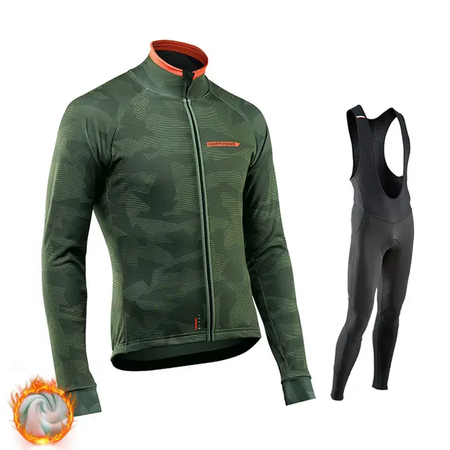 US $17.09 2019 Northwave Winter Thermal Fleece Cycling Jersey Set Warmer Ropa Ciclismo Men Long Sleeve MTB Cy