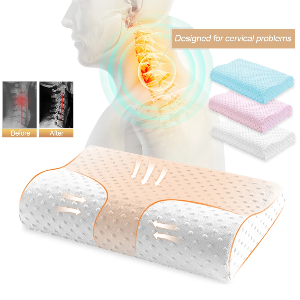 Ортопедическая подушка из пены с эффектом памяти, поддержка спины, латексная подушка для шеи, мягкая подушка из волокна для медленного отскока, массажер для ухода за шеей