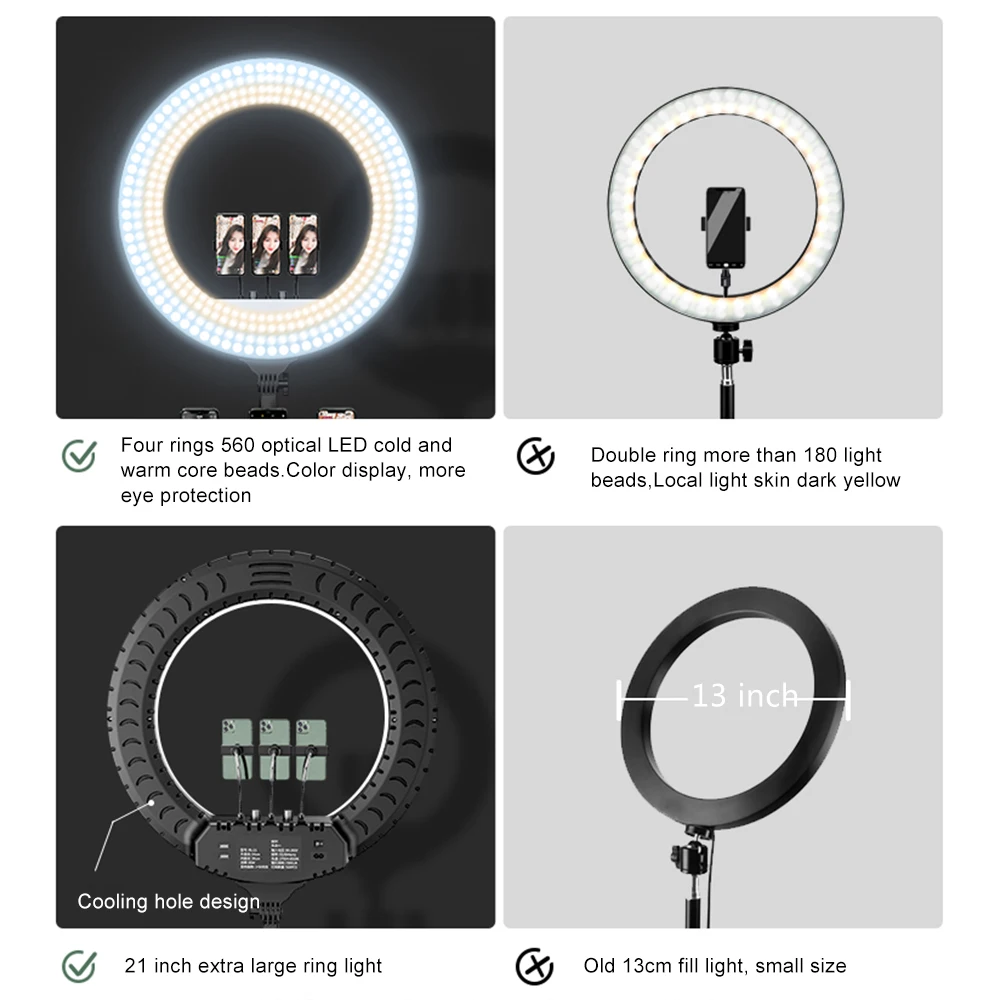 MAMEN 21 дюймов селфи кольцо светильник 18 дюймов светодиодный фотографии 45 см светильник ing для видеосъемки в студии для Youtube прямая трансляция Фото со штативом