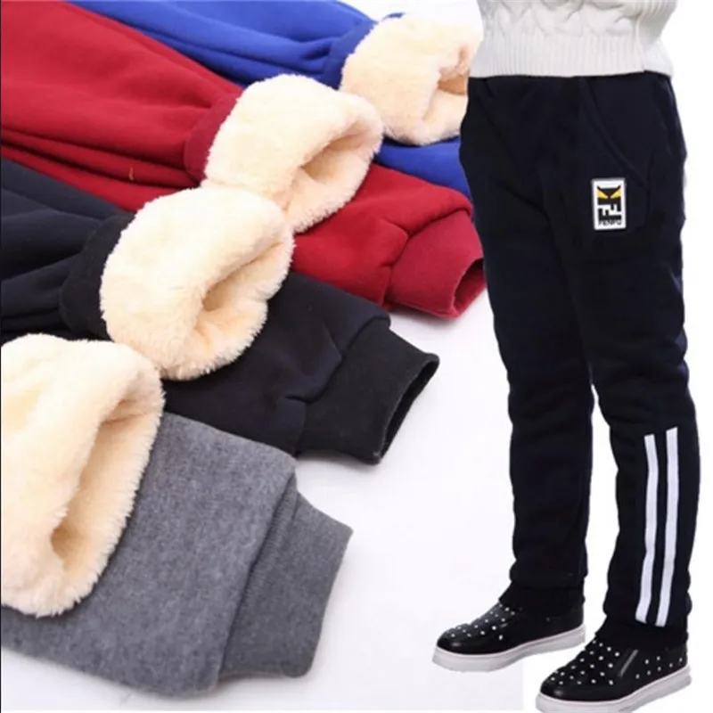 

Sport Pants For Boy Plus Velvet Pants Children's Sports Pants Winter 2019 New Big Boy Trousers Thick Warm To Wear Outside