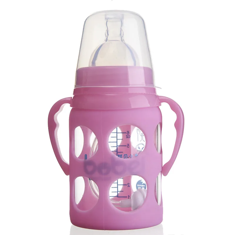 

Wide Mouth with Handle Automatic Shift 180ml Explosion-Proof Newborn Infant Wide Aperture Crystal Diamond Glass Feeding Bottles