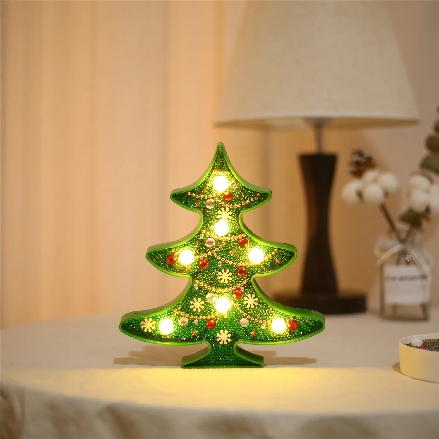 

New 5D DIY Diamond Painting LED Lamp Light Snowman Special Shaped Mosaic Embroidery Owl Unfinished Kit Christmas Gift