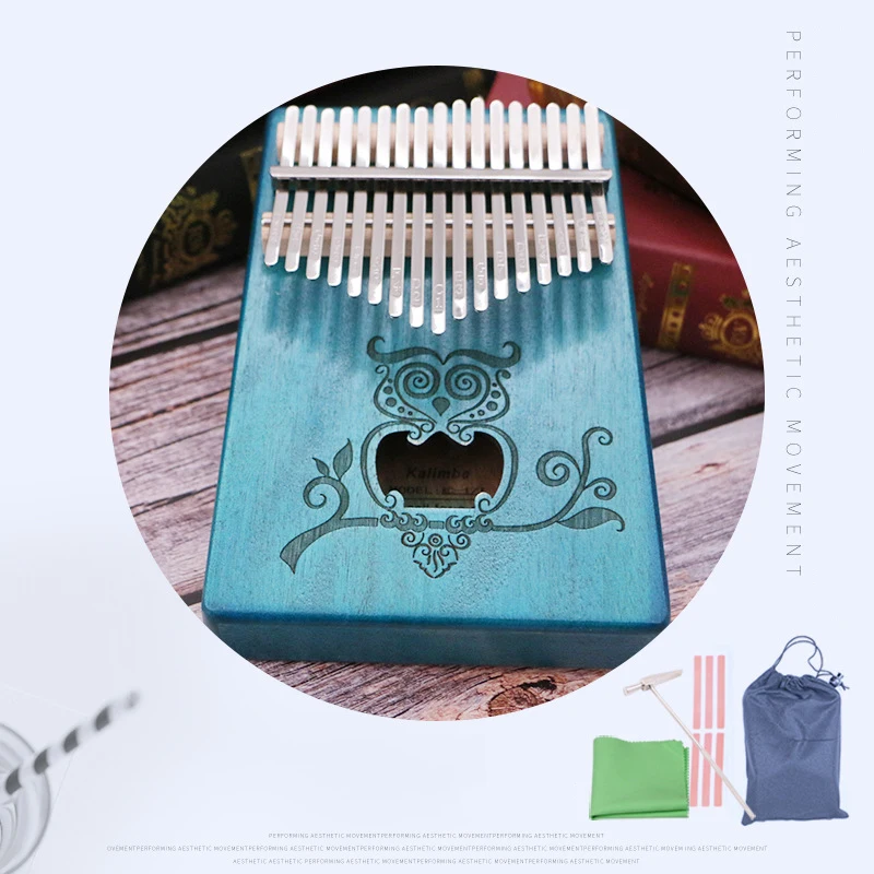 Kalimba 17 клавишное пианино с милой совой из массива дерева красного калимба