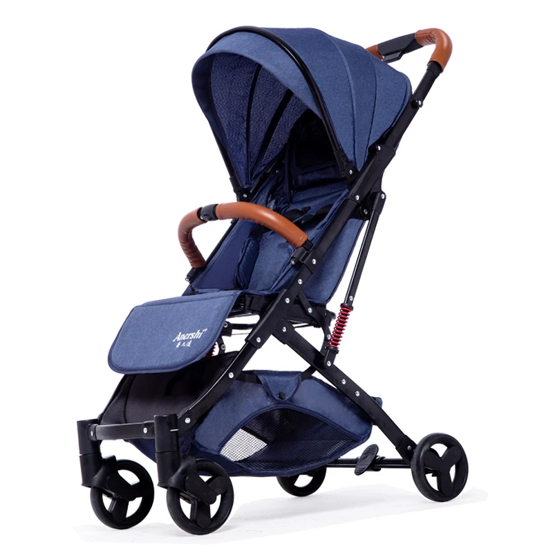 Vogue navy blue Ультралегкая детская коляска с высоким пейзажем, четырехколесная тележка, легкая переносная коляска для путешествий, популярная розовая коляска для мамы - Цвет: Vogue navy blue