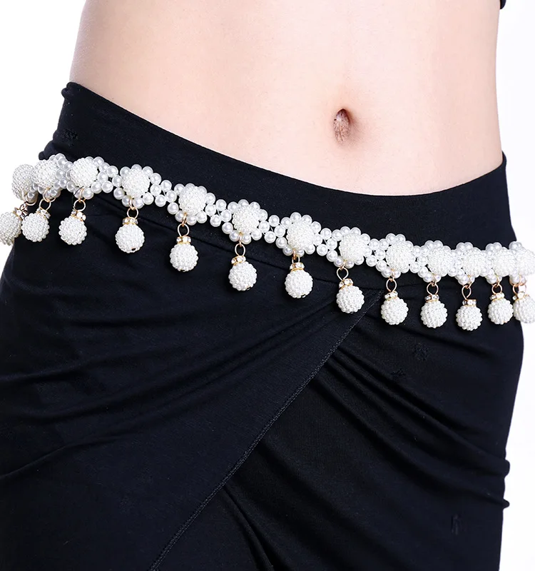 DYROREFL Belt Korean Version Of Fashion Sailor Dance Belly Tassel Water Drill Waist Female Pearl Pendant Dress Waist Belt CYD256