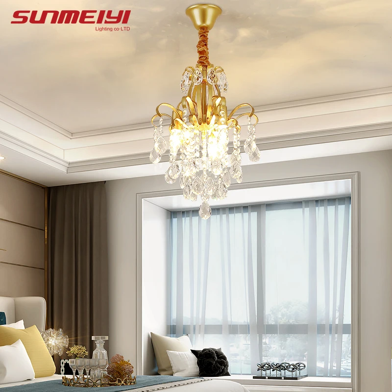 Светодиодный потолочный светильник в скандинавском стиле с кристаллами для столовой, спальни, холла, коридора, современный золотой подвесной светильник для гостиной