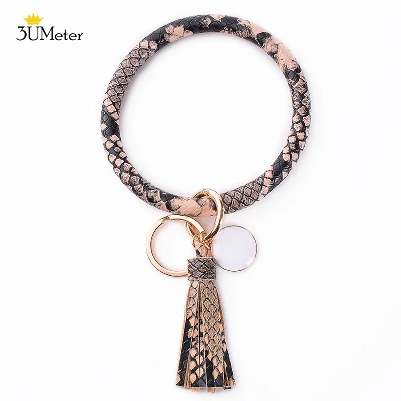 Keychain Bracelet Новинка, браслет из искусственной кожи, кольцо для ключей, брелок с кисточкой, Круглый браслет, брелок для ключей, брелок для женщин, девушек, ювелирное изделие - Цвет: Keychain Bracelet