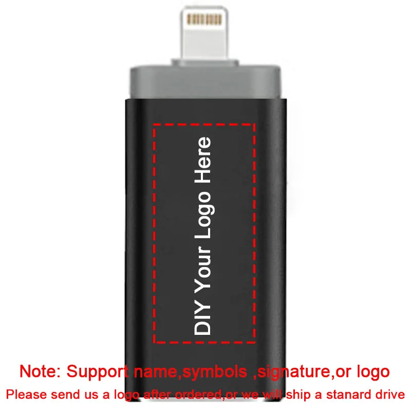 Флэш-накопитель USB для iPhone X / 8/7/7 Plus / 6 / 6s / 5 / SE / ipad OTG Pen Drive HD Picture Stick 16 ГБ 32 ГБ 64 ГБ 128 ГБ Плюс DIY ЛОГОТИП и DJ Music Pendrive USB 3.0 и Dropshipping - Цвет: BlackY01 Plus DIY