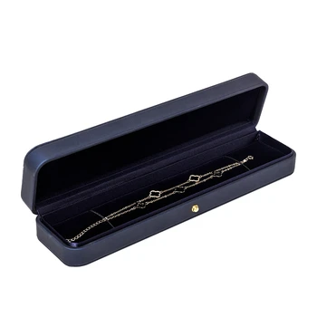 

Novel Fashion 2020 Pu Leather Wedding Ring Pendent Case Navy Blue Exquisite Multifunct Packaging Boxes Box With Gold Buckle