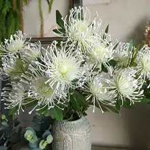 3 головки/ветка Leucospermum искусственные цветы для свадебного украшения Флорес Искусственные пластиковые искусственные цветы