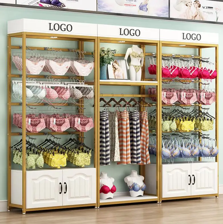 Underwear shop shelf display stand by the wall bra shelf floor