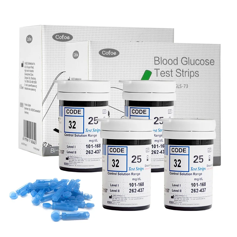 Cofoe Yiling Glucose strips sugar strips Test blood glucose with Free lancets needles - Цвет: 100pcs strips
