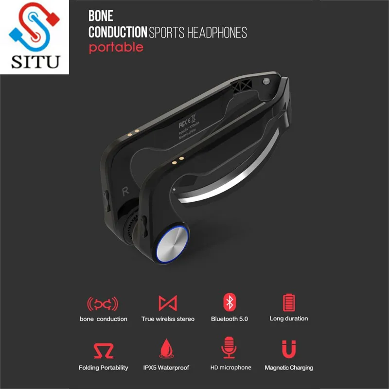 

SITU GK Bluetooth 5.0 Bone Conduction Headphones Open-Ear Waterproof Wireless Sports Headsets For TWS