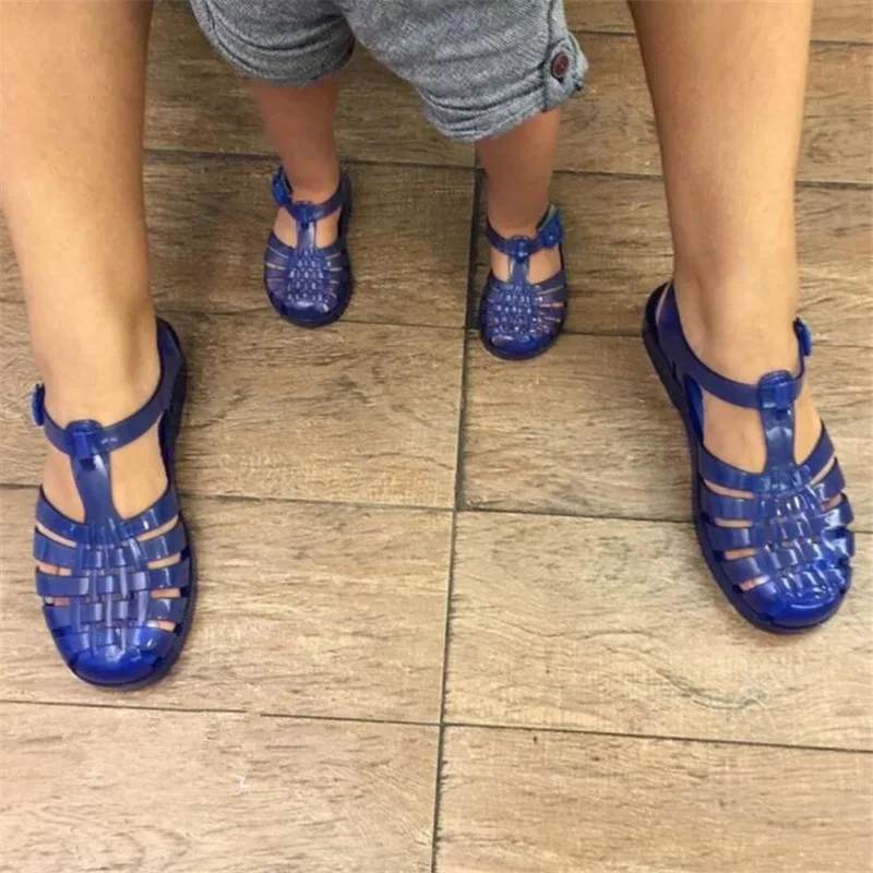 Melissa/мини-обувь для мальчиков; прозрачная обувь для девочек; сандалии для маленьких девочек; детская обувь в римском стиле с вырезами; детская пляжная обувь