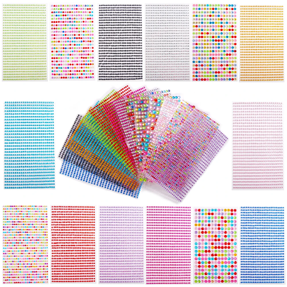 

1 Set/14pcs Color Acrylic Rhinestone Self-Adhesive Crystal Sticker For Refrigerator Car Clothing Jewelry DIY Decoration Applique