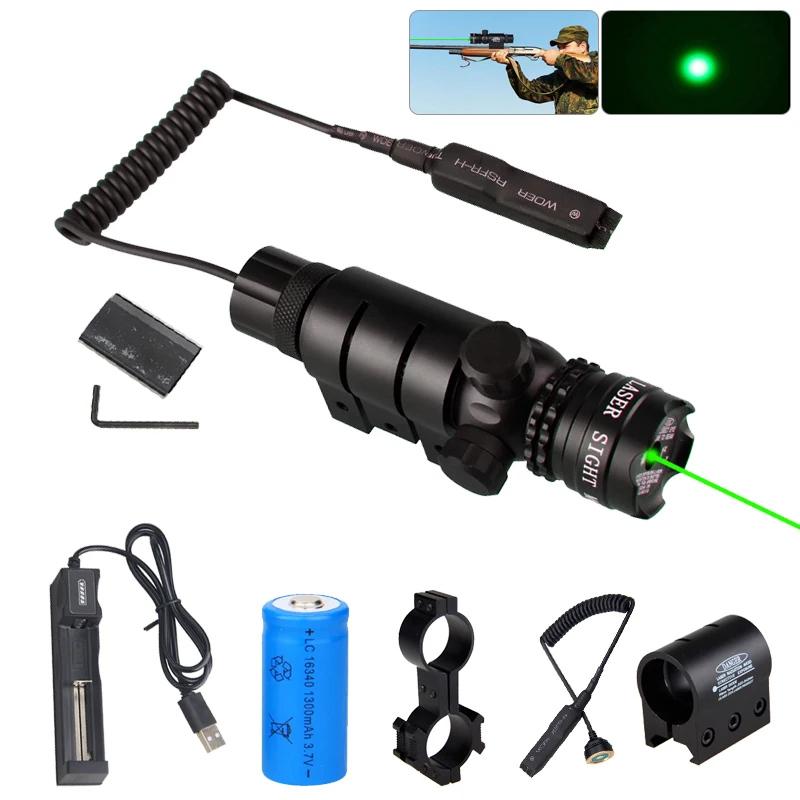 Red/Green Laser Sight Dot Scope for Hunting with switch & Rail Mounts &Battery 