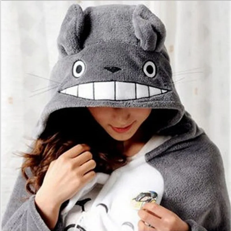 

New Cosplay Totoro Lovely Coral Fleece Plush Soft Cloak Totoro Cape Cat Cartoon Cloak Air Blankets Birthday Valentine Gifts