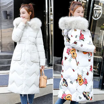 

2019 winter maternity hooded coat fur collar thicken warm long jacket female plus size 3XL Cotton Padded Warm pregnancy Parka