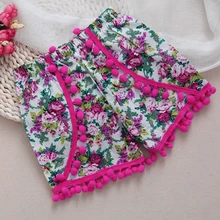 Одежда для детей; малышей; девочек шорты с цветочным принтом PP штаны для младенца из хлопка короткие зауженные книзу брюки От 0 до 3 лет 85WA