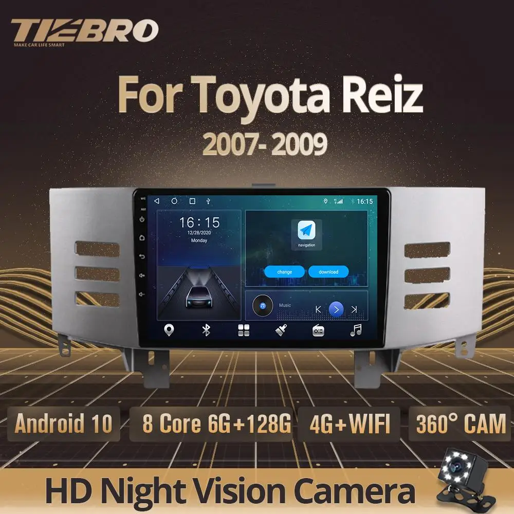 TIEBRO 2din Android10.0 для Toyota Reiz 2007-2009 аудио автомобиля мультимедийный DVD радио плеер GPS