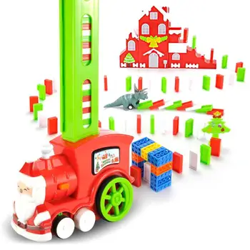 

Motorized Domino Train Car Kit Set Up Blocks Springboard Bridge Set Colorful Bricks Plastic Toy Christmas Gift For Children Kids