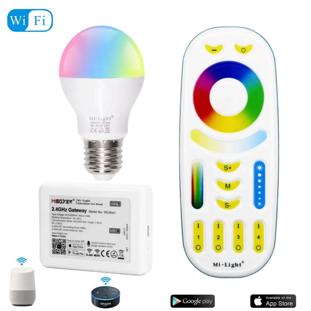 Светодиодная лампа E27 6W RGB + CCT Mi AC 85 V 265 2 4G RF дистанционное управление умная ночное