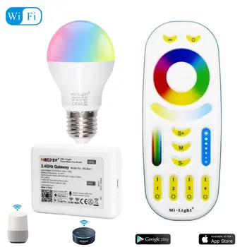 

LED lamp E27 6W RGB + CCT Mi Light LED bulb AC 85V-265V 2.4G RF Remote Control Smart Bulb Night Atmosphere lighting