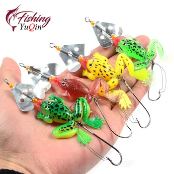 부드러운 낚시 미끼 가짜 개구리 4 색 품질 좋은 크랭크 베이트 미끼 후크 인공 Swimbait Wobblers 낚시 미끼, 1 개