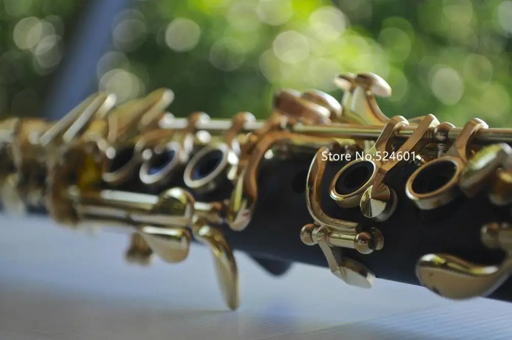 Clarinet Eb Tune 17 Keys Ebony Wood or Bakelite Black and Gold Nickel Plated Good Sounds With Case Accessories Hot Selling