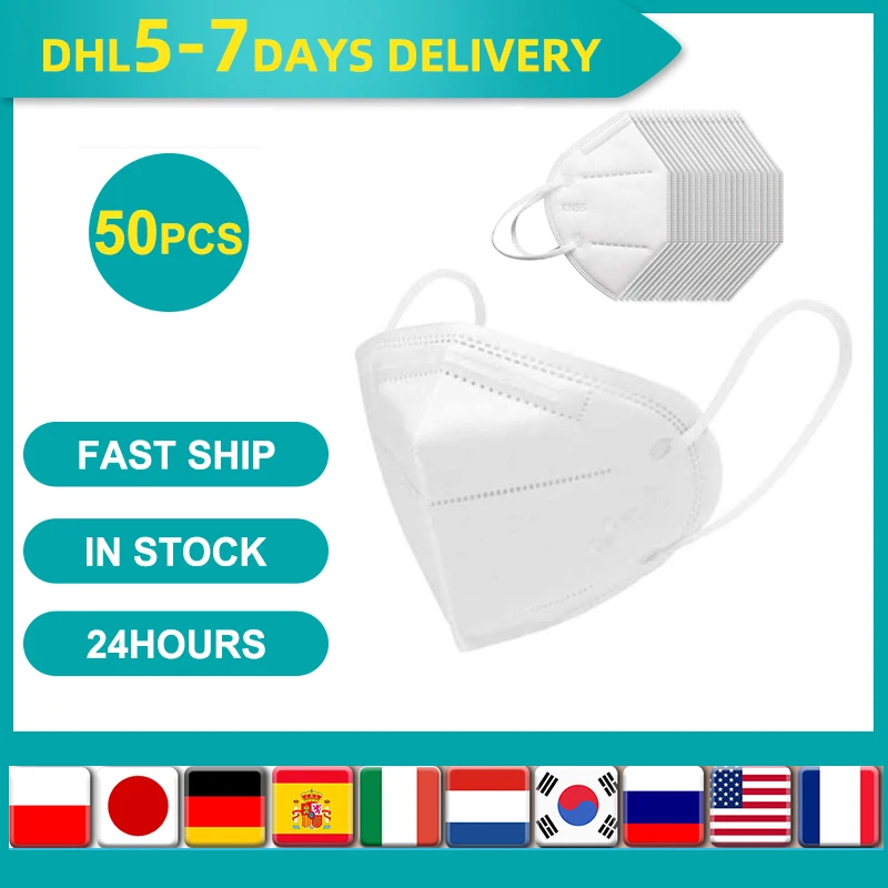 

50pcs Mask 95% Filtration Anti Dust Bacterial Mask Reusable Masks Dust proof Protective Face Mask Mouth Cover
