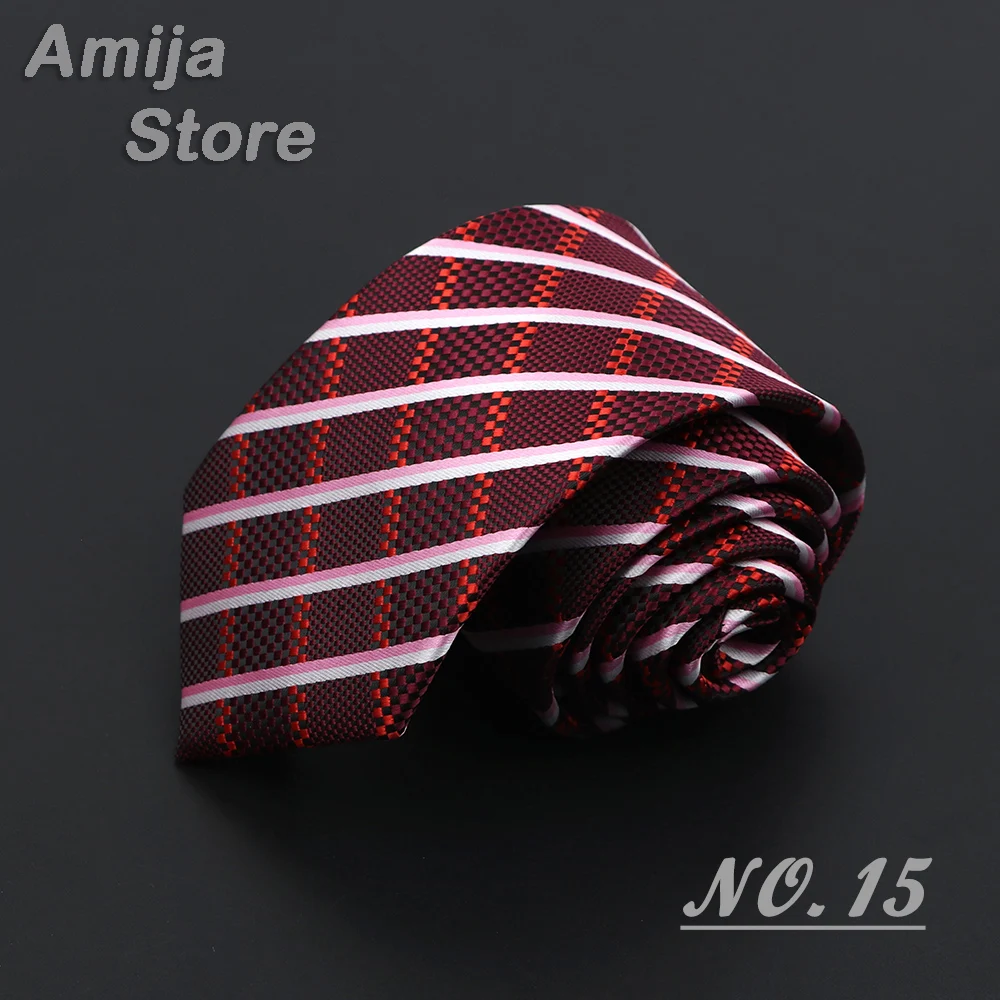 Neue männer Krawatten Solide Farbe 7cm Jacquard Luxus Krawatte Zubehör Einfachheit Für Täglichen Verschleiß Krawatte Hochzeit Party Geschenk für Mann – Detail 17