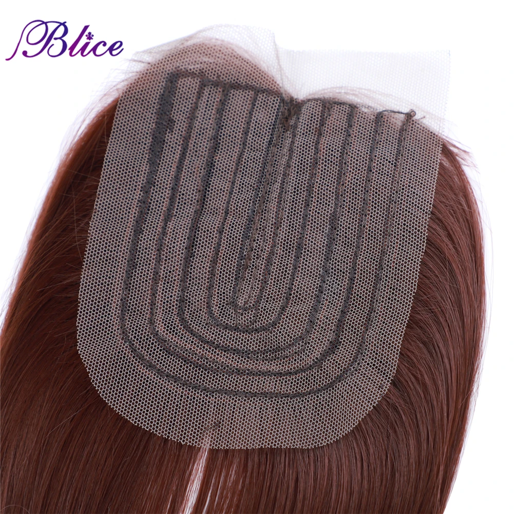 Blice Synthetic Hair Bundles with Closure Natural Hair Extensions 3 Bundles Silk Straight Weaving with Closures For Women