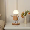 Creative Robot Table Light Nordic Modern White Wood Table Lamp LED Kids Baby Girl Boy Children Bedroom Bedside Mini Night Lights ► Photo 3/6