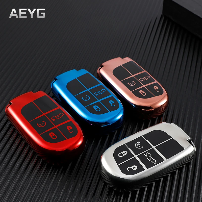 

TPU Car Key Case Cover Shell Fob For Fiat Jeep Renegade Grand Dodge Ram 1500 Journey Charger Dart Challenger Chrysler Key Holder