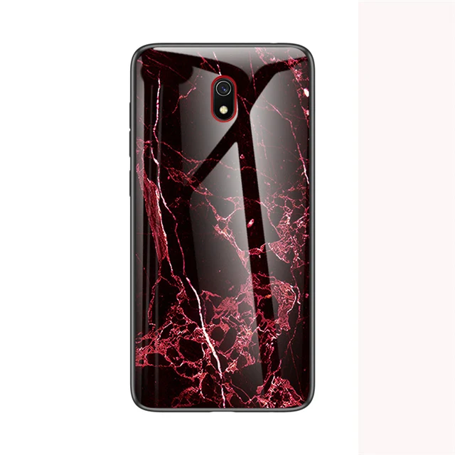 Red Для Xiao mi Red mi 8 8A 8T Note 8 Pro мраморный жесткий чехол из закаленного стекла для телефона Red mi Note 4X8 T Xiaomi mi 9 SE Lite Pro задняя крышка - Color: Red