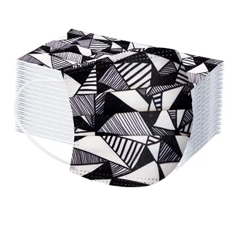 

50pcs Adult Disposable Mask Protection Breathable Mouth Cover Skin-friendly Melt Blown Cloth Masque Printing Facemasks