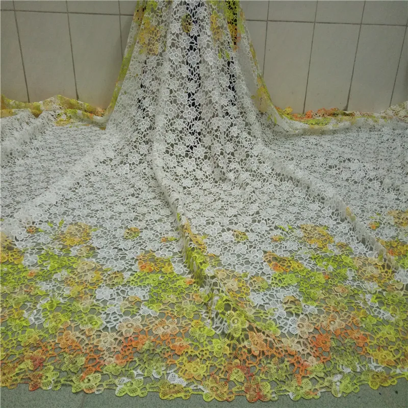 

African Guipure Lace Fabric 2020 High Quality Nigerian Cord Lace Fabric Water Soluble Wedding Lace For wedding Dresses 66-374