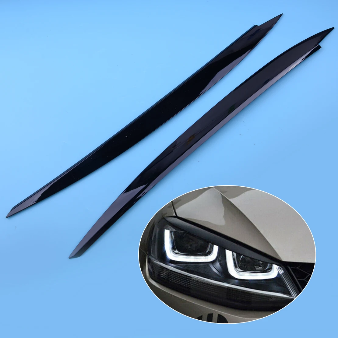 DWCX 2pcs Black Headlight Eyebrow Eyelids Decoration Cover Trim Fit For VW Golf 7 VII GTI GTD GTE R MK7 2012-2015 | Автомобили и
