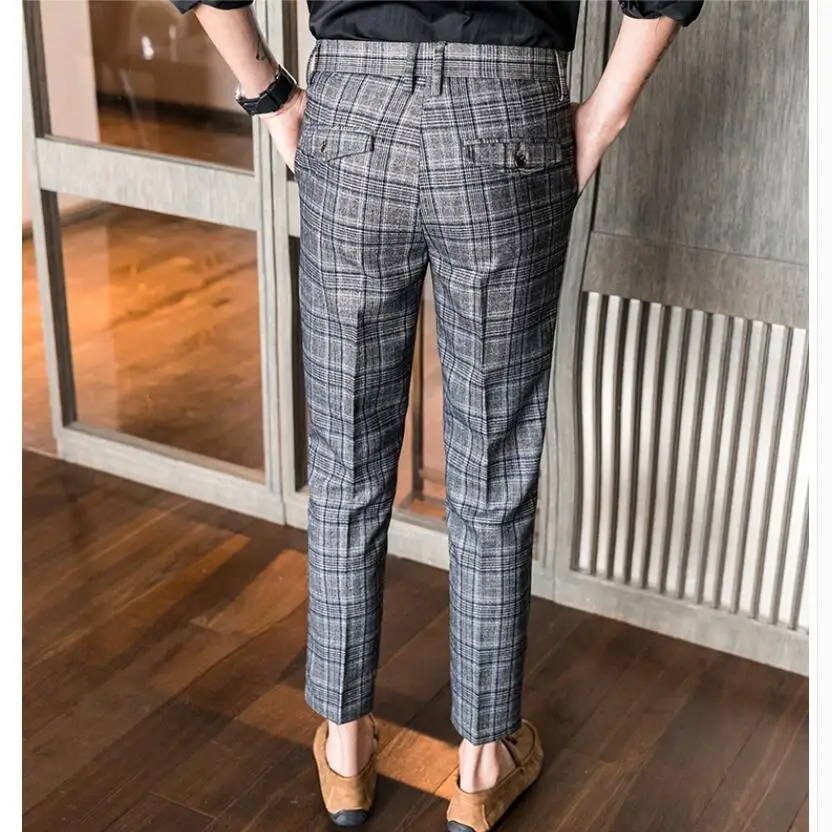 Костюм брюки клетчатые брюки мужские клетчатые Слаксы pantalones de vestir hombre мужские узкие брюки повседневные тонкие брюки Корейская версия