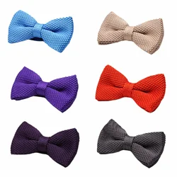 Knitted Bow Tie Formal Wear Wedding Fashion British Style Solid Color Bowtie Business Banquet Party Neckwear Black Coffee Blue