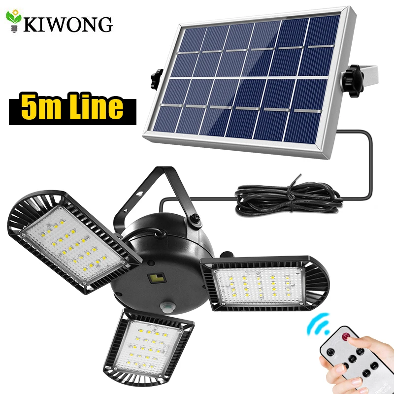 Solar-Light Remote-Control Solar-Garden-Lamps 3-Lamp-Head Outdoor Waterproof 60 Led 