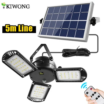 

Newest 60 led Solar Light 3 Lamp Head Adjustable Lightness With Remote Control 2/4/6 Timer Outdoor Waterproof Solar Garden Lamps