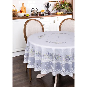 

Tablecloth Round Geese Legard Diameter = 180 cm., Gray, 100% Cotton, Twill Home and kitchen products