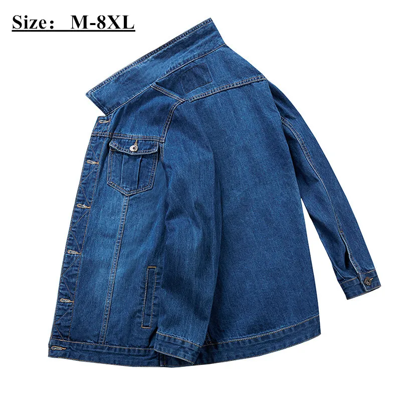 Мужская джинсовая куртка размера плюс 6XL 7XL 8XL новые классические повседневные